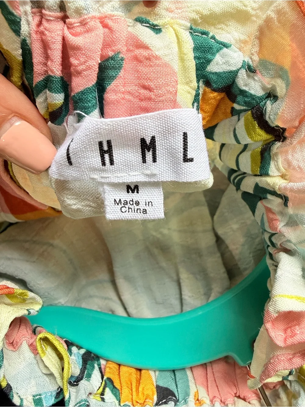 THML high neck Multicolor Floral Puff-Sleeve Blouse M - Picture 2 of 9